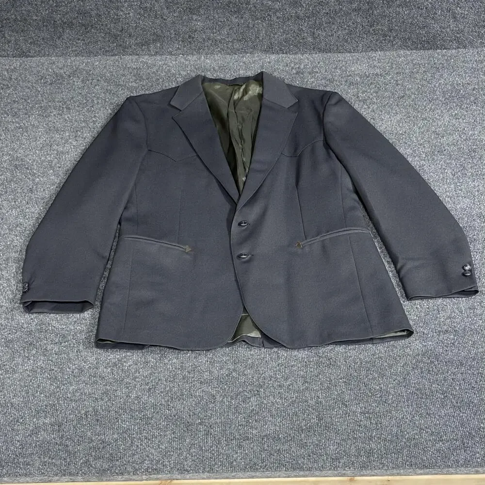 Vintage Levis Westernwear Blazer Jacket Mens 44L Gray Western Suit Coat USA 90s